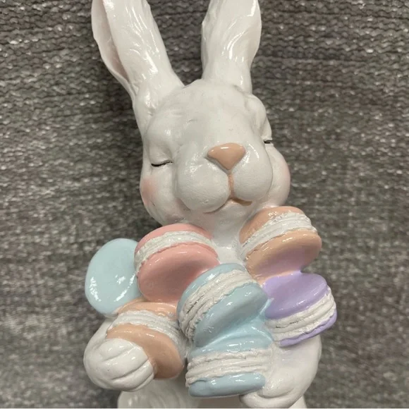 Tall 14.75" Easter Bunny Rabbit Macaron Cookies Figurine Statue Decor New